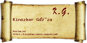 Kinszker Géza névjegykártya
